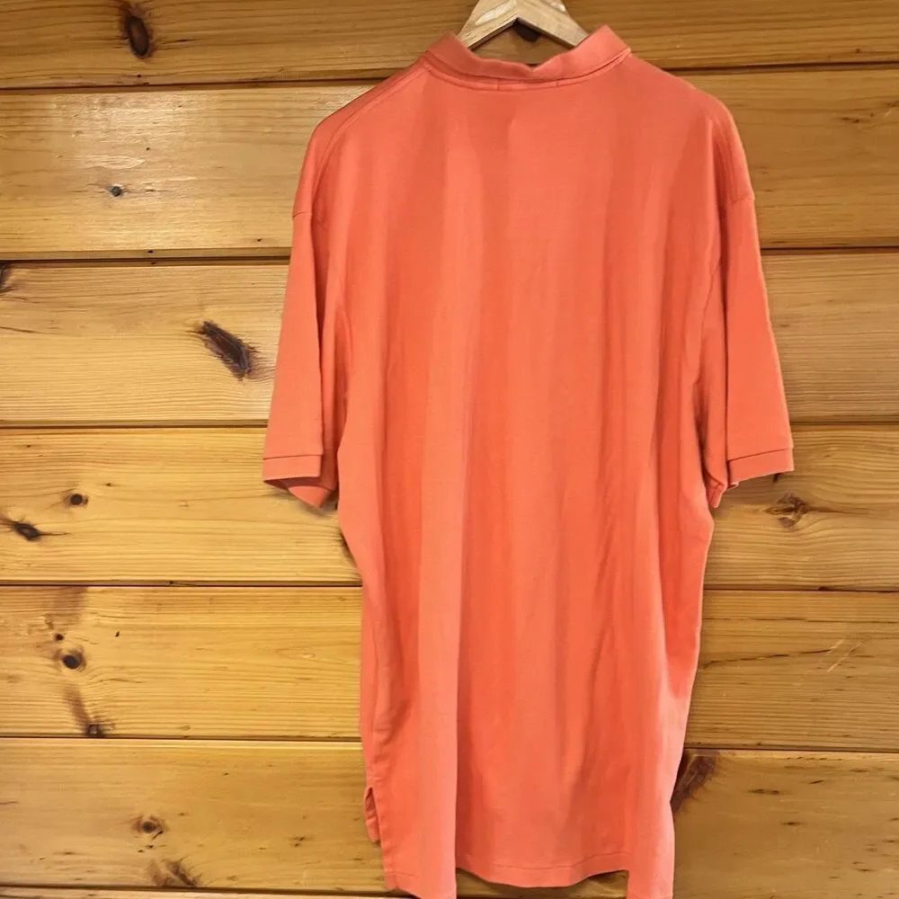 Ralph Lauren Polo Shirt Men Size 2XL XXL Orange Cotton Stretch Mesh Short Sleeve